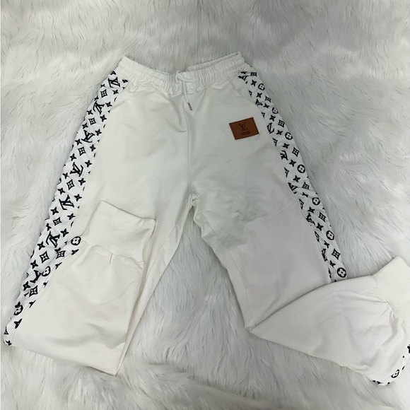Supreme LV White Hoodie with Logo Sleeves + Supreme LV sweats SET - Picture 3 of 4